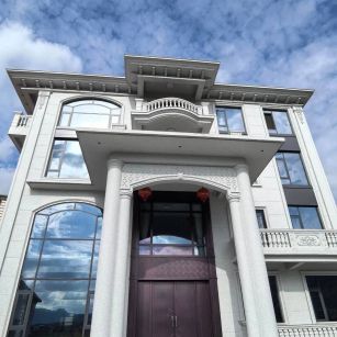 黄山白麻别墅外墙干挂石材效果示例