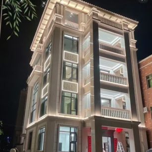 黄山 芝麻白花岗岩别墅外墙夜间效果