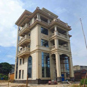 黄山 黄金麻花岗岩石材别墅外墙干挂搭配（雕花栏杆花瓶柱门楼罗马柱）