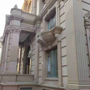 黄山 黄金麻花岗岩光面别墅外墙干挂施工完成