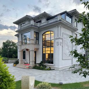 黄山 白麻花岗岩私人别墅干挂石材豪华定制