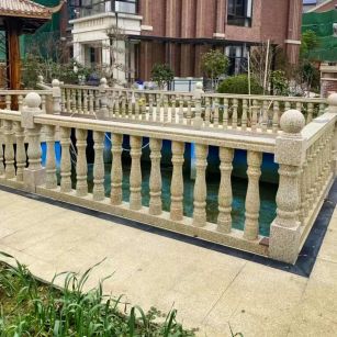 黄山黄金麻花岗岩石材栏杆，扶手，将军柱，花瓶柱