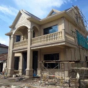 黄山 黄金麻花岗岩石材私人别墅雕花门楼柱阳台栏杆