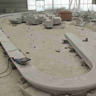 黄山 芝麻白花岗岩弧形花坛石，坐凳石