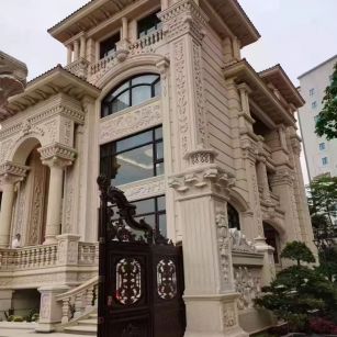 黄山 黄金麻花岗岩别墅外墙干挂效果展示