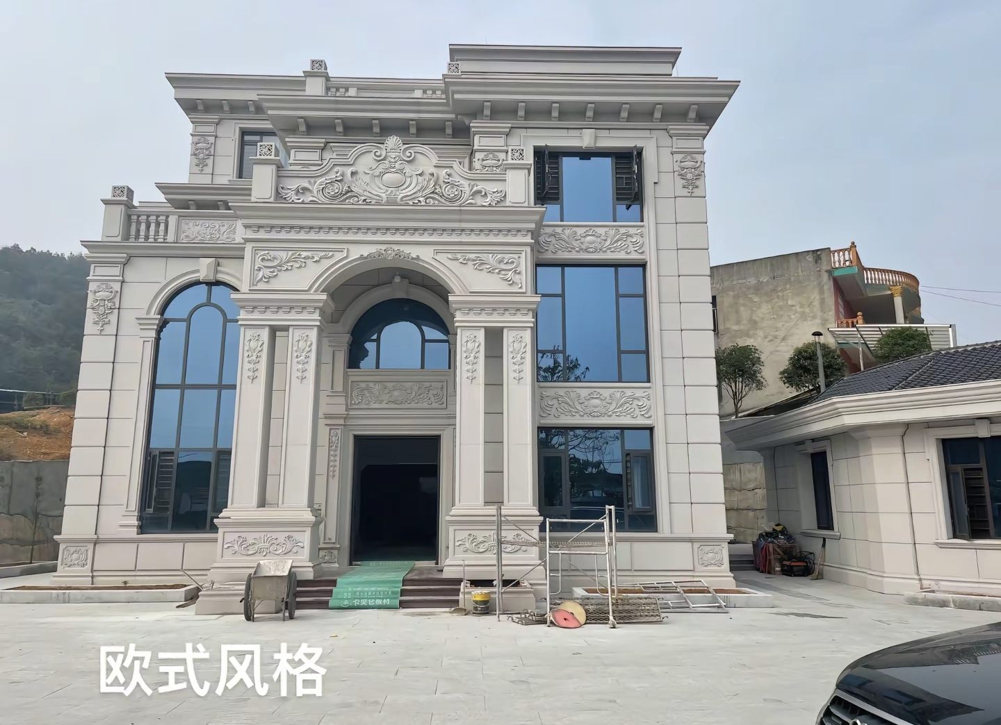 黄山 白麻花岗岩别墅外墙干挂