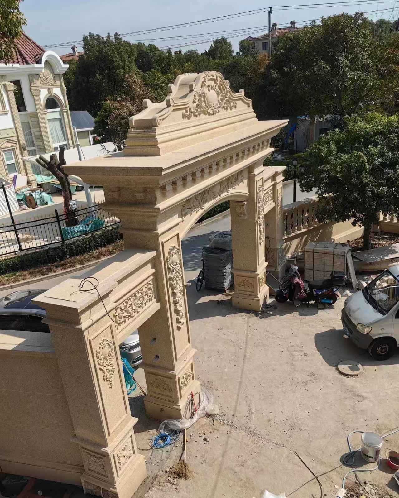 黄山 黄金麻荔枝面花岗岩别墅门楼