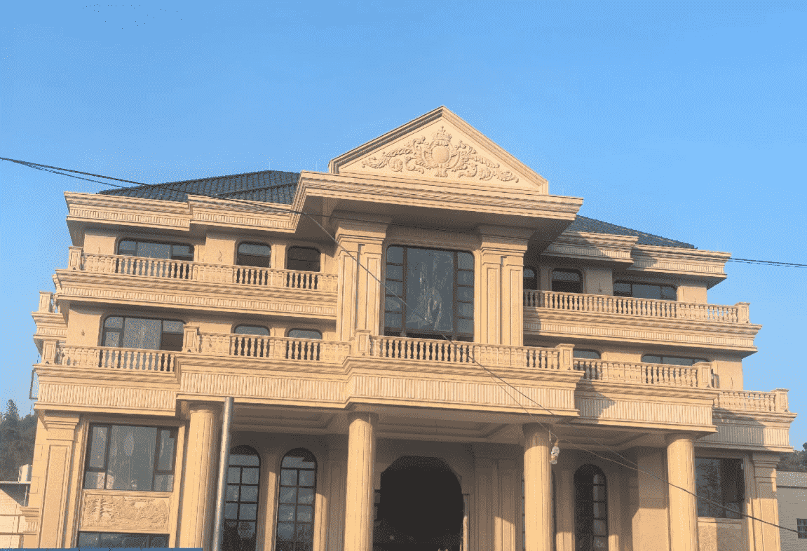 黄山黄金麻别墅外墙干挂石材效果示例