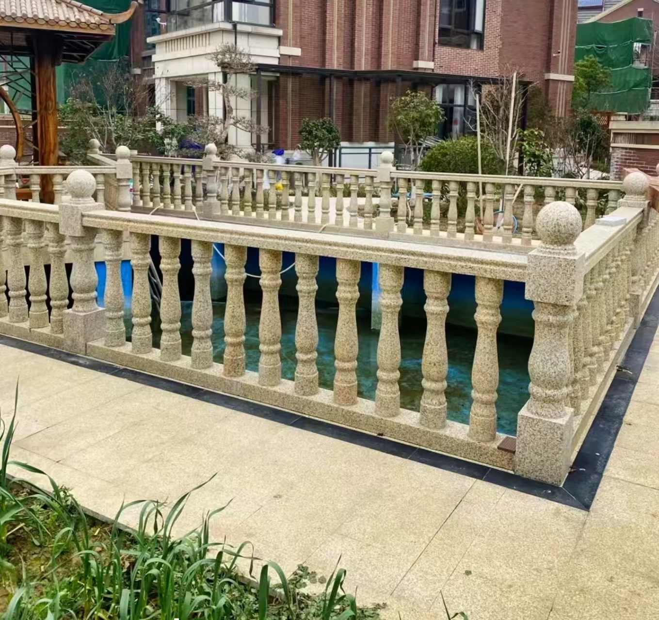 黄山黄金麻花岗岩石材栏杆，扶手，将军柱，花瓶柱