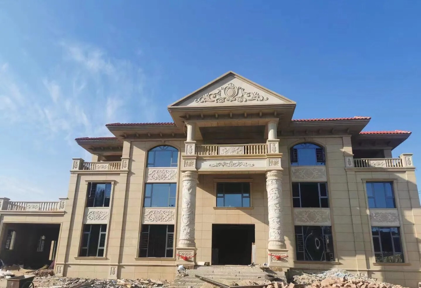 黄山 黄金麻花岗岩别墅外墙干挂