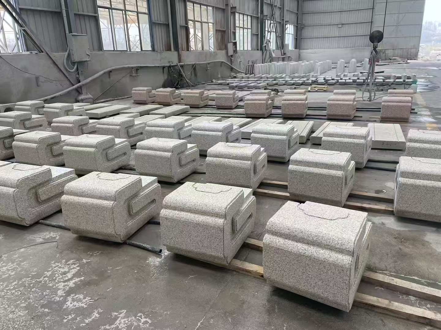 黄山 白麻花岗岩异形加工-石凳，坐凳